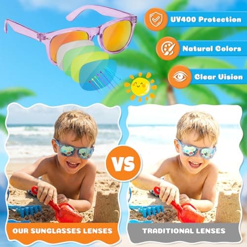Froman Kids Sunglasses Bulk - 32 Pack Party Favors for Boys Girls Ages 3-8, Neon Colors with UV 400 Protection, Birthday Goodie Bag Stuffers - Thumbnail 4