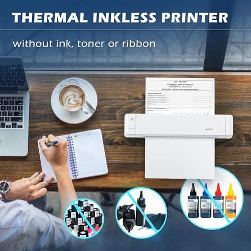 HPRT Portable Printer Wireless Bluetooth Connection MT866 Thermal Inkless Mobile Support 8.5'' X 11'' US Letter and Tattoo Stencil, Compatible with iOS/Android/PC, Includes 10pcs Transfer Paper - Thumbnail 4
