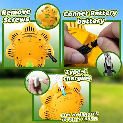 WABALLO Bubble Machine for Kids, Automatic Sunflower Bubble Maker for Toddlers, Portable Battery Operated Bubble Toys for Indoor Outdoor Birthday Party Type-C -Yellow - Thumbnail 3