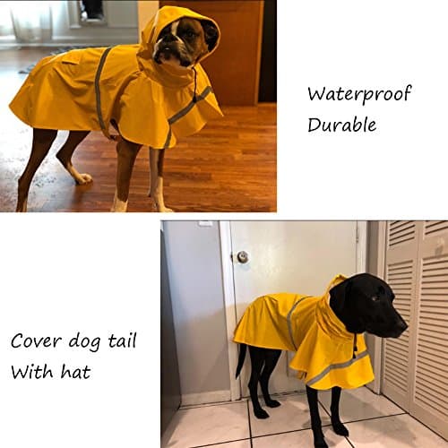 NACOCO Large Dog Raincoat Adjustable Pet Water Proof Clothes Lightweight Rain Jacket Poncho Hoodies with Strip Reflective (M, Orange) - Thumbnail 5