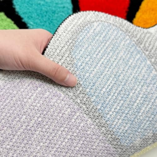 Shovagy Trippy Happy Face Rug Cool Rugs Tufted Quick Dry Bath Mats for Bathroom Non Slip Bath Mat Water Absorbent 3.3FT Rainbow Bathroom Rugs Halloween Gothic Ghost Skull Horror Decor Carpet - Thumbnail 5