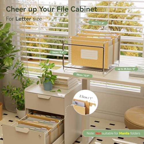 EcoStash Wheat Straw Expanding Hanging File Folders, 3 Color File Organizer, 1.2" Accordion Pockets, Large Capacity, Letter Size for Filing Cabinet, 100% BPA Free, Return to Nature, Healthy Living-6 - Thumbnail 2