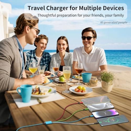 4 in 1 Multi Charging Cable, USB Charging Cable with 2 USB C/IP/Micro USB Charger, Phone Charger for iPhone 17-8/ Android/iPad and More,Car Charger 1 Pack 5FT - Thumbnail 6