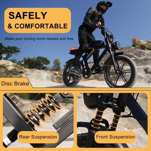 MOVCAN V30 20in Fat Tire Electric Bike for Adults 1000W(Peak 1500W) Motor,28MPH & 70 Miles,with Basket,7 Speed Gear Full Suspension,Digital Display, Electric Bicycle for Commuting/ Off-roading,Brown - Thumbnail 5
