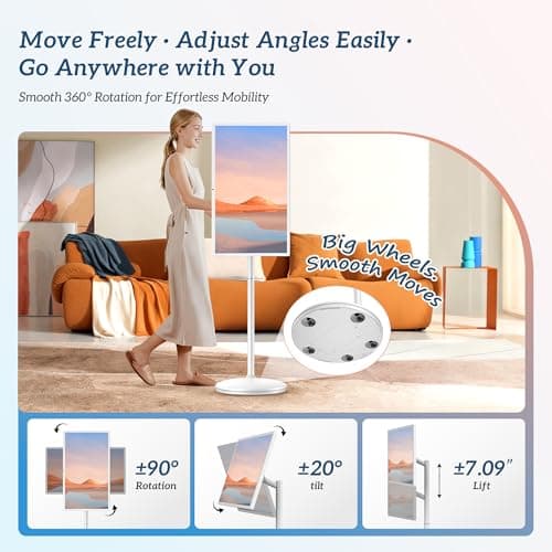 Kiyomo 32" Smart Portable TV on Wheels, UHD Touch Screen Rolling TV, 16GB RAM + 128GB Storage, Powerful Qualcomm Snapdragon CPU, Android 14 EDLA Certified, Supports Google Play with 10000+ Apps - Thumbnail 6