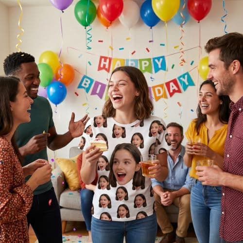 Personalized Prank Photo Customized T-Shirt - Customized Clothing Featuring Your Photo | Suitable for Parties, Gatherings, as a Surprise Appearance Black - Thumbnail 5