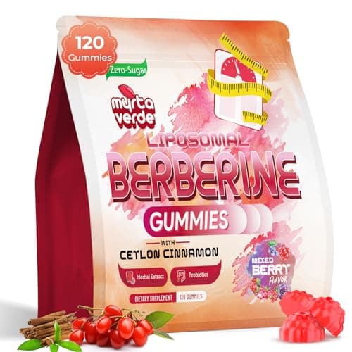 2000mg Liposomal Berberine Supplement Gummies | High Potency Berberine HCI Activates AMPK with Ceylon Cinnamon | Advanced Absorption | Zero Sugar Mixed-Berry | 120 Count