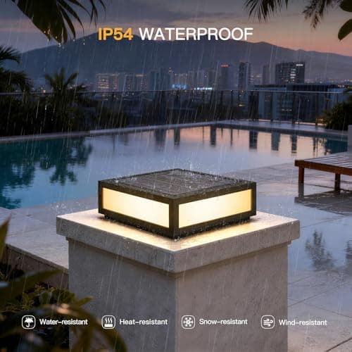 MVBT Large Solar Post Lights Outdoor, 15.8" Square Solar Pillar Lights, Exterior Column Light Waterproof, Solar Power Post Lantern, Modern Column Lighting Lamp Dusk to Dawn for Patio Gate Stone Posts - Thumbnail 5