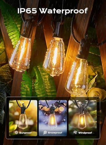 Brightown Outdoor String Lights Patio Lights, 100FT ST38 Shatterproof Dimmable Waterproof Connectable LED Christmas Lights, Hanging Outside Light for Backyard, Porch, Deck, Balcony, Garden, Home Decor - Thumbnail 3