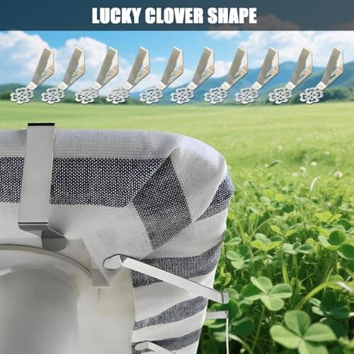 Tablecloth Clips for Outdoor Thick Tables 10 Pack, Lucky Clover Picnic Table Cloth Holder Clip Indoor, Heavy Duty Stainless Steel Cover Clamp for Party Wedding Home Restaurant Camping Accessories - Thumbnail 6