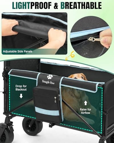 Snagle Paw Extra Large Dog Stroller,Wagon Cart for Medium Large Dogs up to 200lbs | All Terrain Foldable Pet Stroller with Ramp & Tailgate (Extra Space), Adjustable Handle & One-Step Brake - Thumbnail 6
