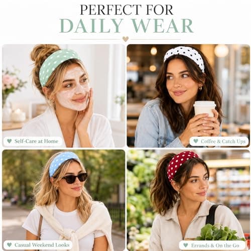 LAGWIUY Polka Dot Headband for Women, 5 Pack - Thumbnail 5