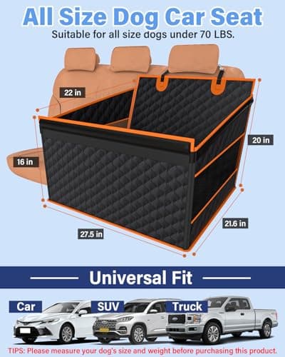 Instraella Dog Car Seat for Large Dogs, Half Back Seat Extender with Hard Bottom, Waterproof Non-Slip Pet Car Seat for Cars, SUVs and Trucks, Fits Medium Dogs - Thumbnail 3