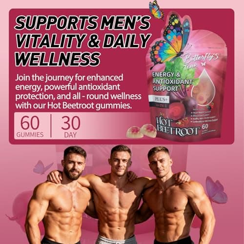 BUTTERFLY'S TEAR Beet Root Gummies | Nitric Oxide Booster | Heart & Blood Vessel Support | 14-in-1 Sugar Free Formula with Vitamin D3, K2 & E, Grape Seed, Hawthorn, Berberine | 60 Count Gummies - Thumbnail 5