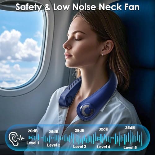 AUIIAH Portable Lightweight Neck Fan with Neck Support, Birthday Gifts for Men Women Dad Mom, Rechargeable Personal Wearable Cooling Neck Fans for Hot Flashes, Disneyland, Travel, Camping Essentials - Thumbnail 3