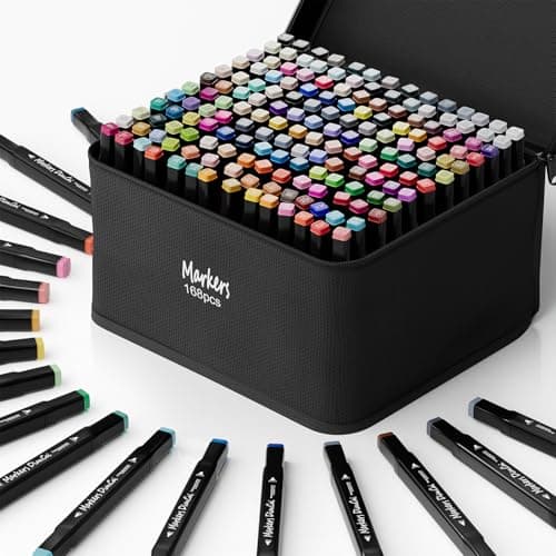 DTXDTech Alcohol Markers 168 Colors,Chisel & Fine Dual Tip Marker Set for Adults,Permanent Coloring Alcohol Markers Perfect Halloween Christmas Gift for Painting Coloring Sketching - Image 1