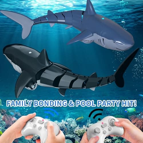 BLmukce 2.4GHz Remote Control Shark Toy for Pool, 1:18 Scale High Simulation RC Shark with Light & Spray Water, Electric Remote Controlled Swimming Water Pool Toys for 4 5 6 7 Year olds Kid Boys Girls - Thumbnail 6