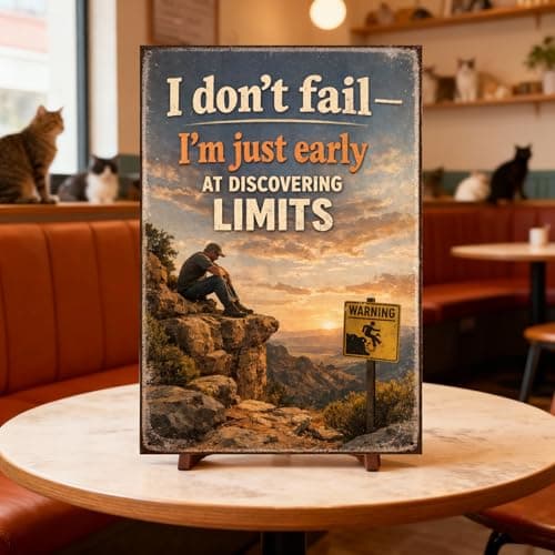 I Don’t Fail I’m Just Early At Discovering Limits Tin Sign Vintage Motivation Quote Metal Wall Decor Rustic Cliff Landscape Inspirational Art Plaque For Home Office Cabin Garage 8x12 Inch - Thumbnail 3