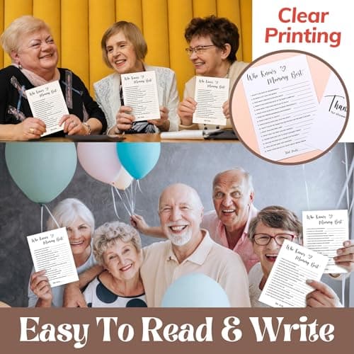 WOODAMORE Who Knows Mommy Best Baby Shower Game Gender Neutral - 50 Pcs Funny Baby Shower Party Games Activities for Guests - Thumbnail 6