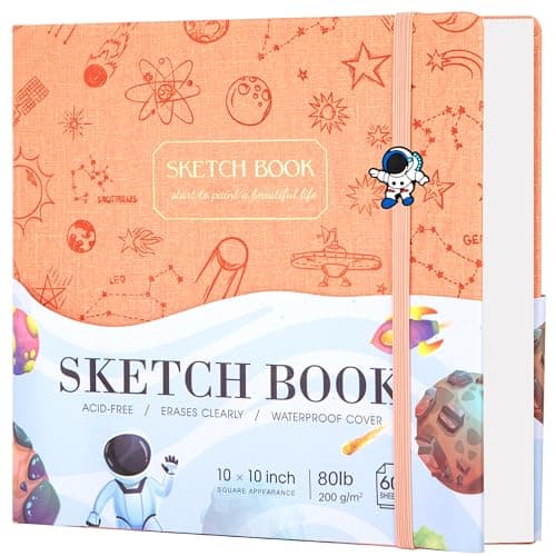 FLYING EAGLE Sketch Book, Square Hardcover Sketchbook for Kids,10x10,Orange