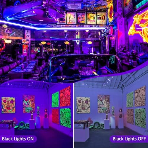 T-SUN 2 Pack 60W Black Lights Outdoor, Blacklight Flood Light with US Plug and Switch, IP66 Waterproof Black Lights for Glow Party, Glow in The Dark, Body Paint Fluorescent Poster Halloween - Thumbnail 5