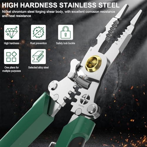 8 in 1 Wire Stripper with Voltage Tester, 2025 New Heavy Duty Wire Crimper Electrical Pliers, Electrician Tools, Noise Alarm, Hot/Neutral Detector for 12-250V AC/DC - Thumbnail 6