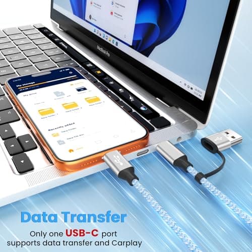 Travel Essentials Multi Charging Cable for iWatch Charger, 4in2 3XUSB C Cable Multiple Charger Cord, USBC Car CarPlay Cable Compatible with iWatch Ultra/11-1/iPhone 17-15/Galaxy S25-22, 5F Blue - Thumbnail 4