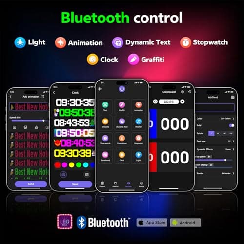 Large Programmable Indoor Window LED Sign, P5 Resolution LED Signs, Bluetooth App, for Business Bars Gaming Rooms Restaurants Festivals - Thumbnail 3