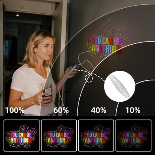 VVYXX You Can Be Anything Dimmable Neon LED Sign for Wall Decor Kids Wall Art Positive Just Read Book and Chill Classroom Decor USB Neon Light Bedroom Birthday Party Classroom Backdrop Aesthetic Decor - Thumbnail 2