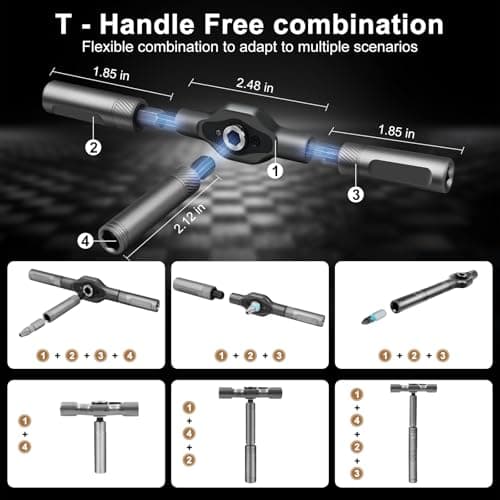 24 in 1 Magnetic Screwdriver Set, Ratchet Mini Screwdriver Set with Multi Bits, Portable Screwdriver Sets Detachable T Handle with Storage Case Repair Tool Kit for Furniture Computer Bicycle or DIY - Thumbnail 4