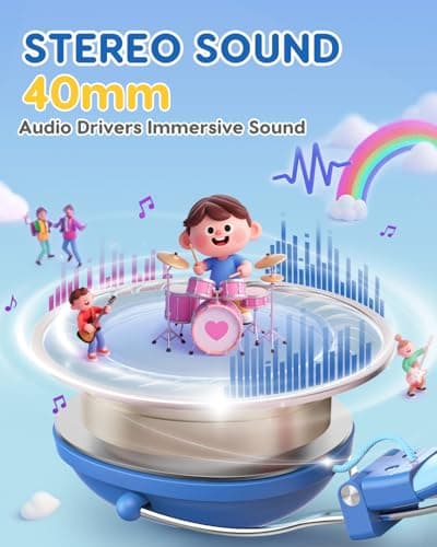 Acer Kids Headphones for School, 74/85dB Safe Volume, Kids Headphones with Cord, 3.5mm Jack, Stereo Sound Wired On-Ear Headphones for Airplane Travel, Boys, Girls, Chromebook, Kids Tablet, Blue - Thumbnail 4