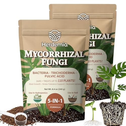 HERDEMIA Mycorrhizal Fungi Inoculant with Trichoderma & Beneficial Bacteria, 10X Concentrated Soil Activator for Stronger Roots, Bigger Growth & Higher Yields, Organic Mycorrhizae for Plants (16oz)