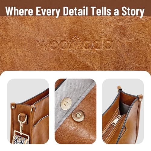 WOOMADA Crossbody Bags for Women Vegan Leather Hobo Handbag Trendy Shoulder Bag with 2 Adjustable Strap(1pc-light green) - Thumbnail 5
