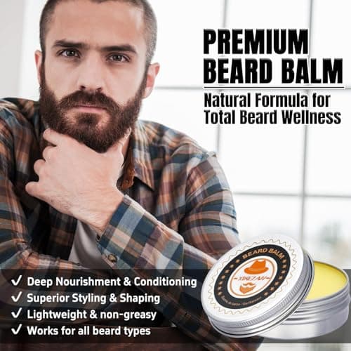 XIKEZAN Beard Kit for Men Grooming & Care w/Beard Conditioner, Wash, Oil, Balm, Brush, Comb,Birthday Fathers Valentines Gifts for Men Him Dad Husband Boyfriend Mens Christmas Stocking Stuffers - Thumbnail 6