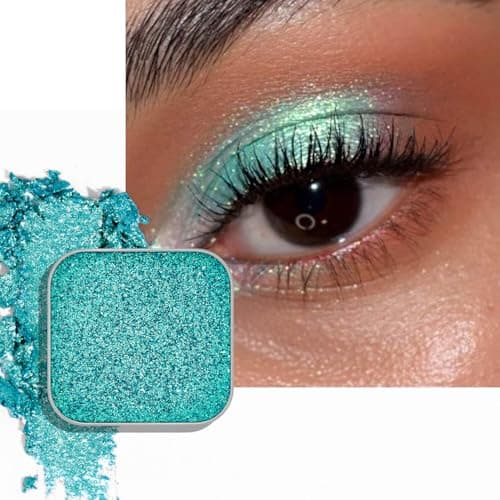 Fillwie Duochrome Chameleon Eyeshadow, Blue-to-Greenery Color Shift Shimmer, Cream-to-Powder High Pigment Metallic Finish, Long-Wear Eye Makeup Refill for Magnetic Eyeshadow Palettes (Mermaid Flip)