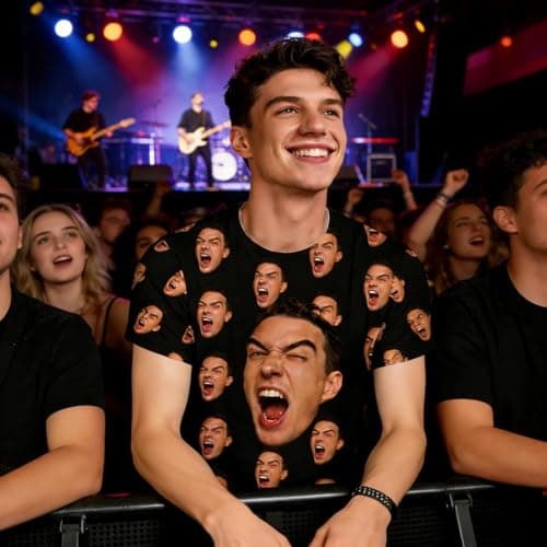 Personalized Prank Photo Customized T-Shirt - Customized Clothing Featuring Your Photo | Suitable for Parties, Gatherings, as a Surprise Appearance Black - Thumbnail 2