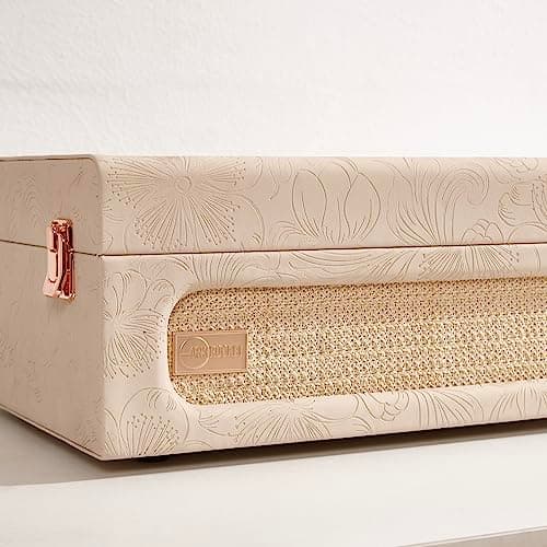 Arkrocket Coryphaeus Vinyl Record Player 3-Speed Bluetooth Input and Output Built-in Speakers with Magnetic Cartridge Auto Off (Flora Engraved) - Thumbnail 6