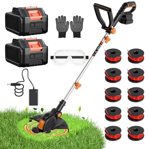 Electric Weed Wacker String Trimmer:2 x 4.0Ah Batteries Cordless Weed Eater, 21V Battery Powered, Grass Edger Lawn Tool with Fast Charger,12" Cutting Width Eco Friendly - Image 1