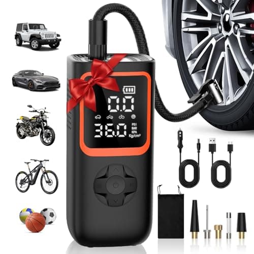 KOLTGOO Tire Inflator Portable Air Compressor - 150PSI Cordless Air Pump for Car Tires with Pressure Gauge & LED Light, 3X Faster Inflation Electric Air Compressor for Car Bikes, Motorcycle, Ball - Image 1