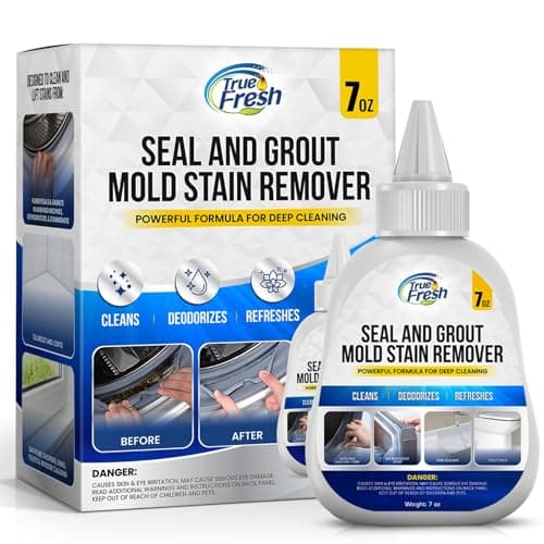 True Fresh Heavy Duty Mold Stain Remover Gel – Powerful Cleaner for Front Loader Washing Machine Seals, Bathroom Grout, Shower Caulking, Tiles & More – 7 oz Cleaning Solution for Stubborn Stains