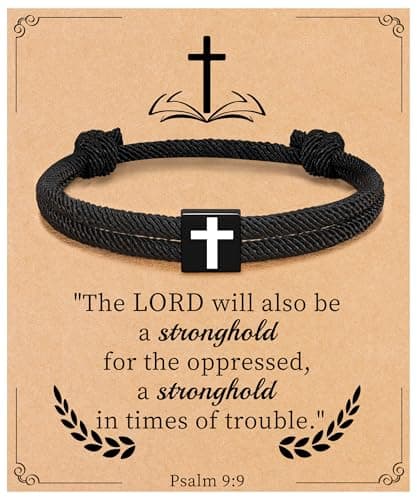 Sistble Easter Basket Stuffers, Easter Gifts for Teen Boys Christian Cross Bracelet for Men Confirmation Gifts Psalm Bible Verse Religious Catholic First Communion Gift Braided Rope Jewelry - Image 1