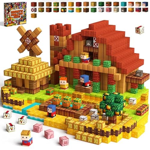 idoot 100PCS Magnetic Building Blocks Set, Farm Themed Kids Magnetic Cube STEM Toys, Montessori Education for Boys and Girls, Christmas and Birthday Gifts for 3 4 5 6 7 8 9 10 11 12 Years Old - Image 1