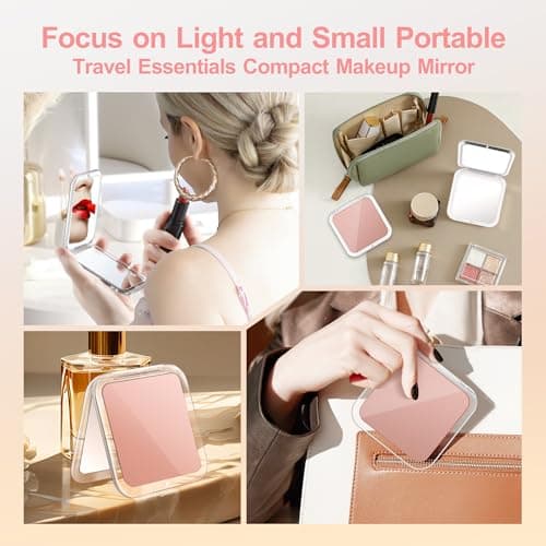 MIYADIVA Compact Mirror, 30X Magnifying Mirror, Pocket Mirror for Purse, Travel Makeup Mirror with 30X/1X Magnification, Travel Essentials Mirrors, Precision Tweezers, Present for Girls - Thumbnail 2