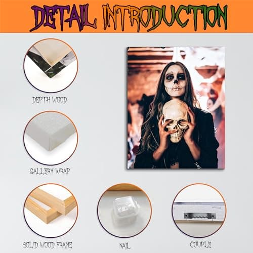 Halloween Custom Canvas Prints with Your Photos, Framed Canvas Wall Art Decorate Your Home, Halloween Interior Living Room, Bedroom and Party (8“ X 12") - Thumbnail 6