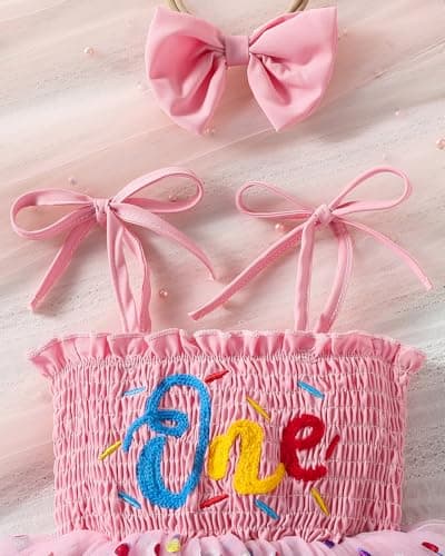 ChuYuKu Baby Girl First Birthday Outfit Sleeveless Tulle Princess Dress 1st Birthday Gift Party Wedding Clothes - Thumbnail 5