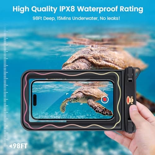 Paul Frank Floating Waterproof Phone Pouch - 2 Pack, [Up to 8.5''] Double Space IPX8 Waterproof Phone Case with Lanyard for iPhone 17 16 15 Pro Max, Cellphone Dry Bag for Beach Vacation Essentials - Thumbnail 2