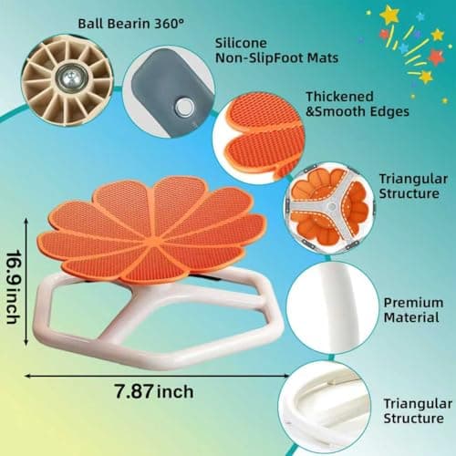 KYZDZQ Spinning Chair for Autistic Kids,Sensory Swivel Chair, 220LBS Weight Capacity, Sensory Toy for ADHD & Autism 3-6 Years Children,Training Body Coordination, Metal Base Non-Slip Design (Orange) - Thumbnail 2
