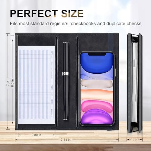 CASMONAL Checkbook Covers for Personal Checkbook Holder RFID Blocking Premium Leather Checkbook Cover for Duplicate Checks - Thumbnail 4