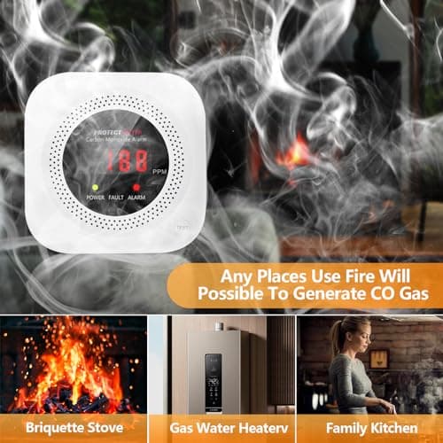Carbon Monoxide Detectors,3 Pack 3in1 Portable Carbon Monoxide detectors Plug in Wall for Travel, CO Alarm/Monitor for Home/Hotel Room/RV with AC Socket with Temperature & Humidity Detectors - Thumbnail 6