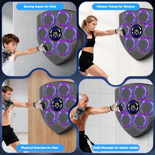 JUOIFIP Music Boxing Machine, Smart Boxing Machine for Adults with Boxing Gloves, 9 Modes & 9 Speeds Wall Mounted Music Punching Machine for Home Gym Office Workout - Thumbnail 6